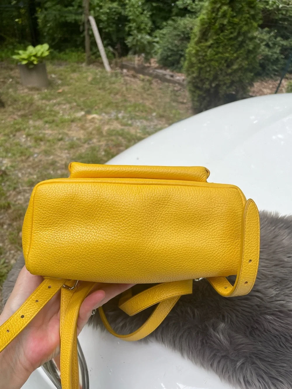Coach Yellow Pebbled Leather Mini Backpack Bag